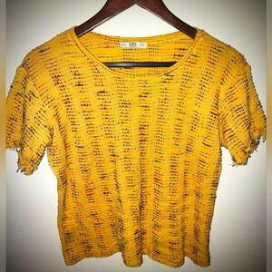 Zara Collection Crochet Short Sleeve Midi Sweater